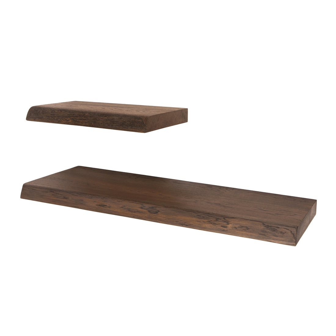 Ąžuolinė sieninė lentyna MURUM DARK, natūralus kraštas