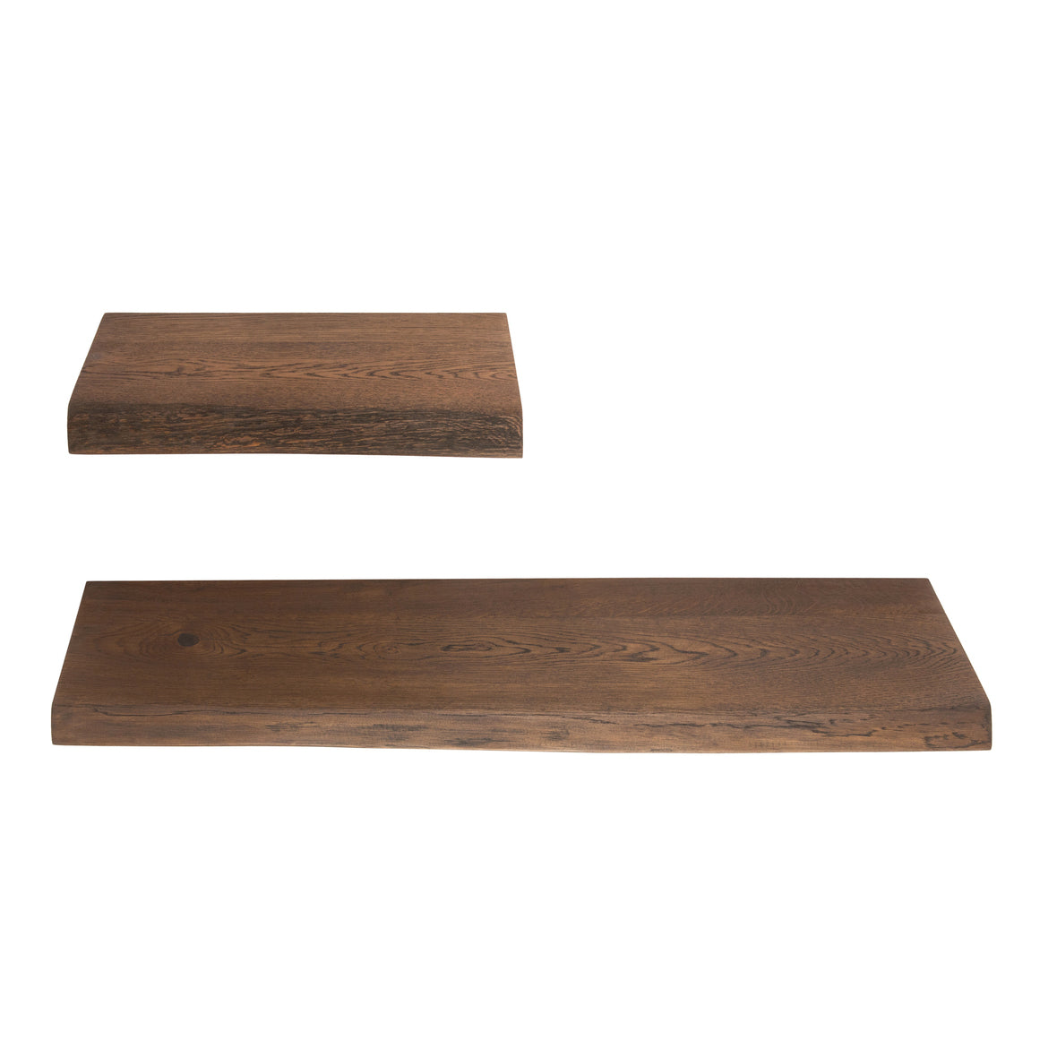 Ąžuolinė sieninė lentyna MURUM DARK, natūralus kraštas
