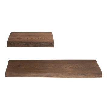 Ąžuolinė sieninė lentyna MURUM DARK, natūralus kraštas