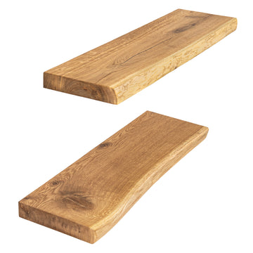 Ąžuolinė sieninė lentyna MURUM, natūralus kraštas